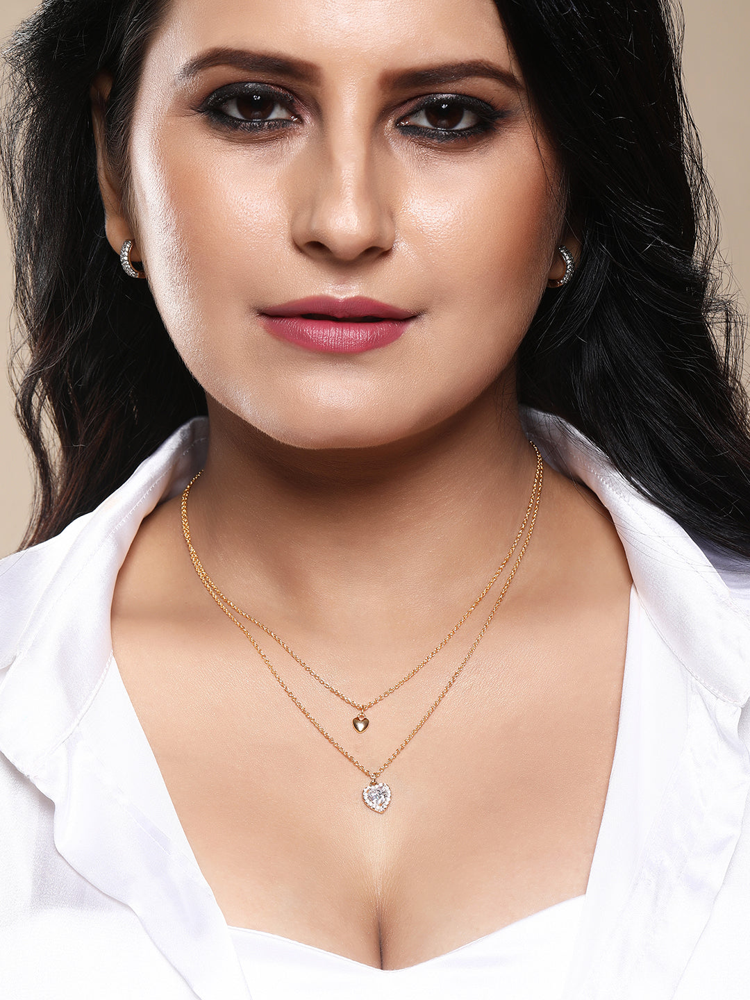 Gold Plated Brass Chain With Cubic Zirconia And Lobster Claw Clasp.