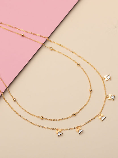 Gold Plated Brass Chain With Cubic Zirconia And Lobster Claw Clasp.