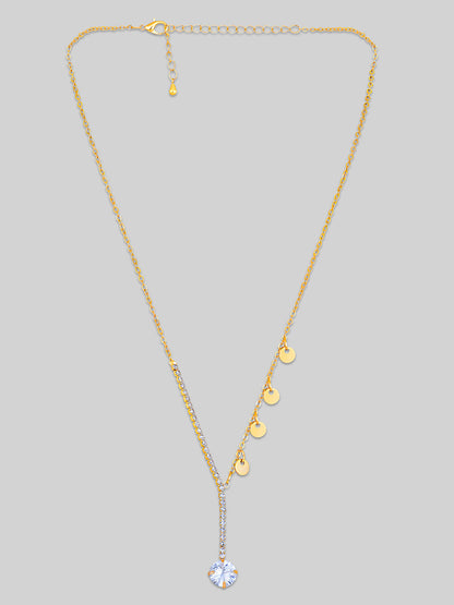 Gold Plated Brass Chain With Cubic Zirconia And Lobster Claw Clasp.