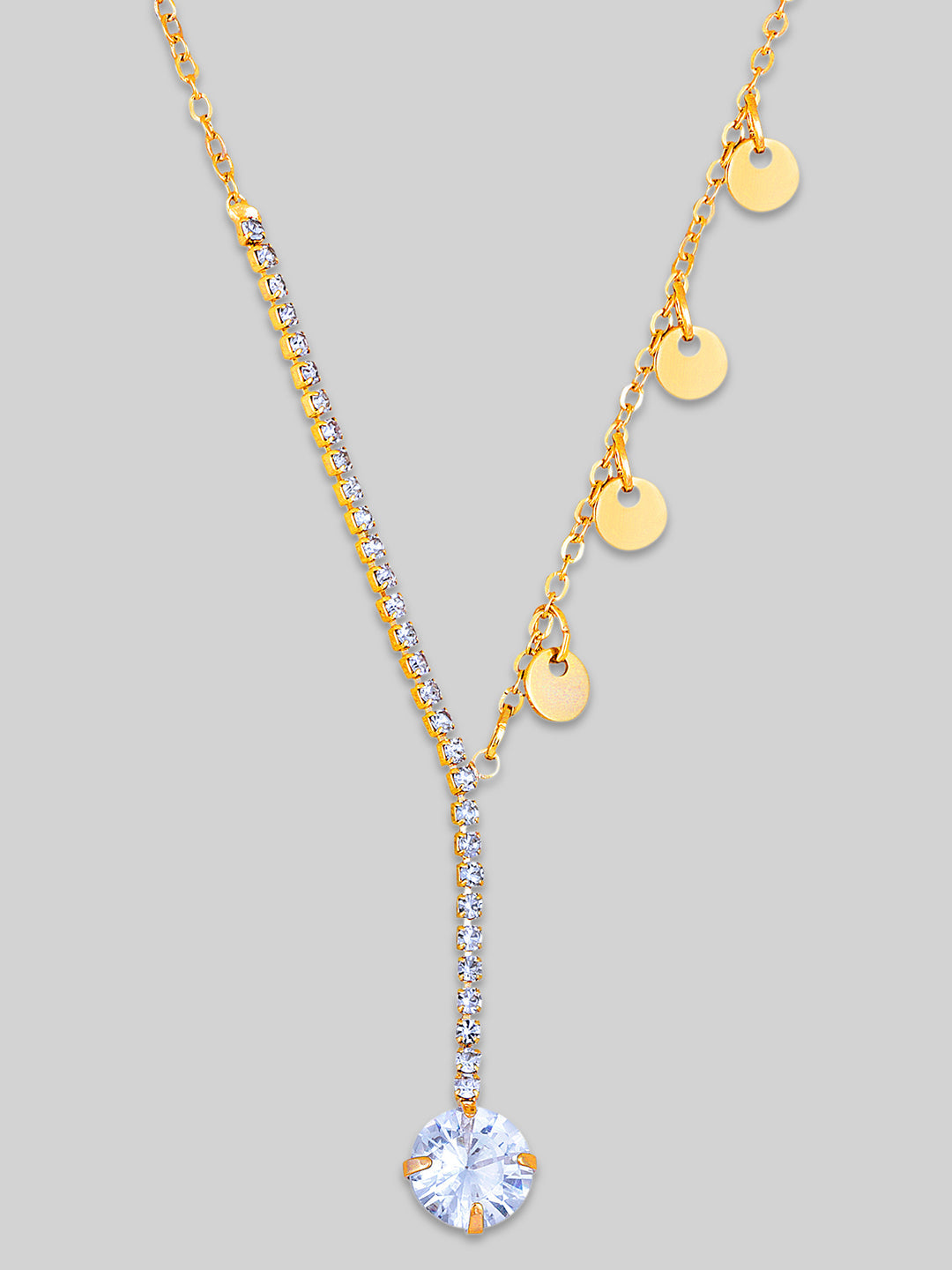 Gold Plated Brass Chain With Cubic Zirconia And Lobster Claw Clasp.