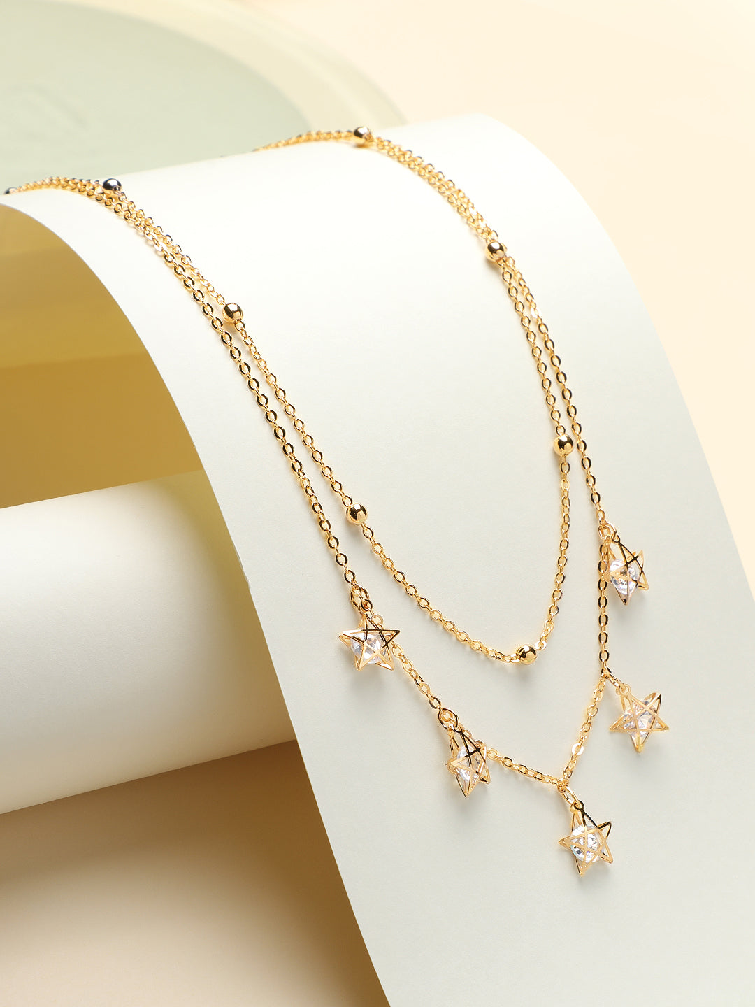 Gold Plated Brass Chain With Cubic Zirconia And Lobster Claw Clasp.