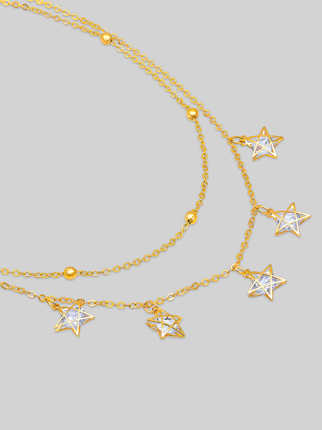 Gold Plated Brass Chain With Cubic Zirconia And Lobster Claw Clasp.