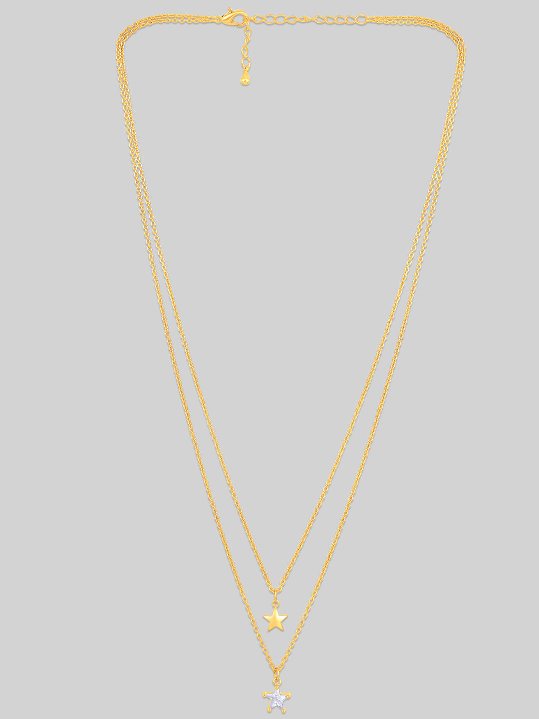 Gold Plated Brass Chain With Cubic Zirconia And Lobster Claw Clasp.