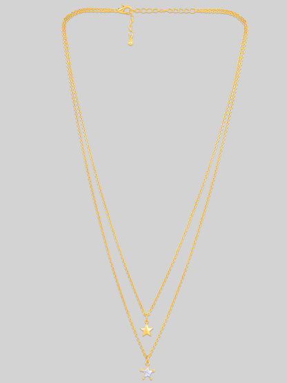 Gold Plated Brass Chain With Cubic Zirconia And Lobster Claw Clasp.