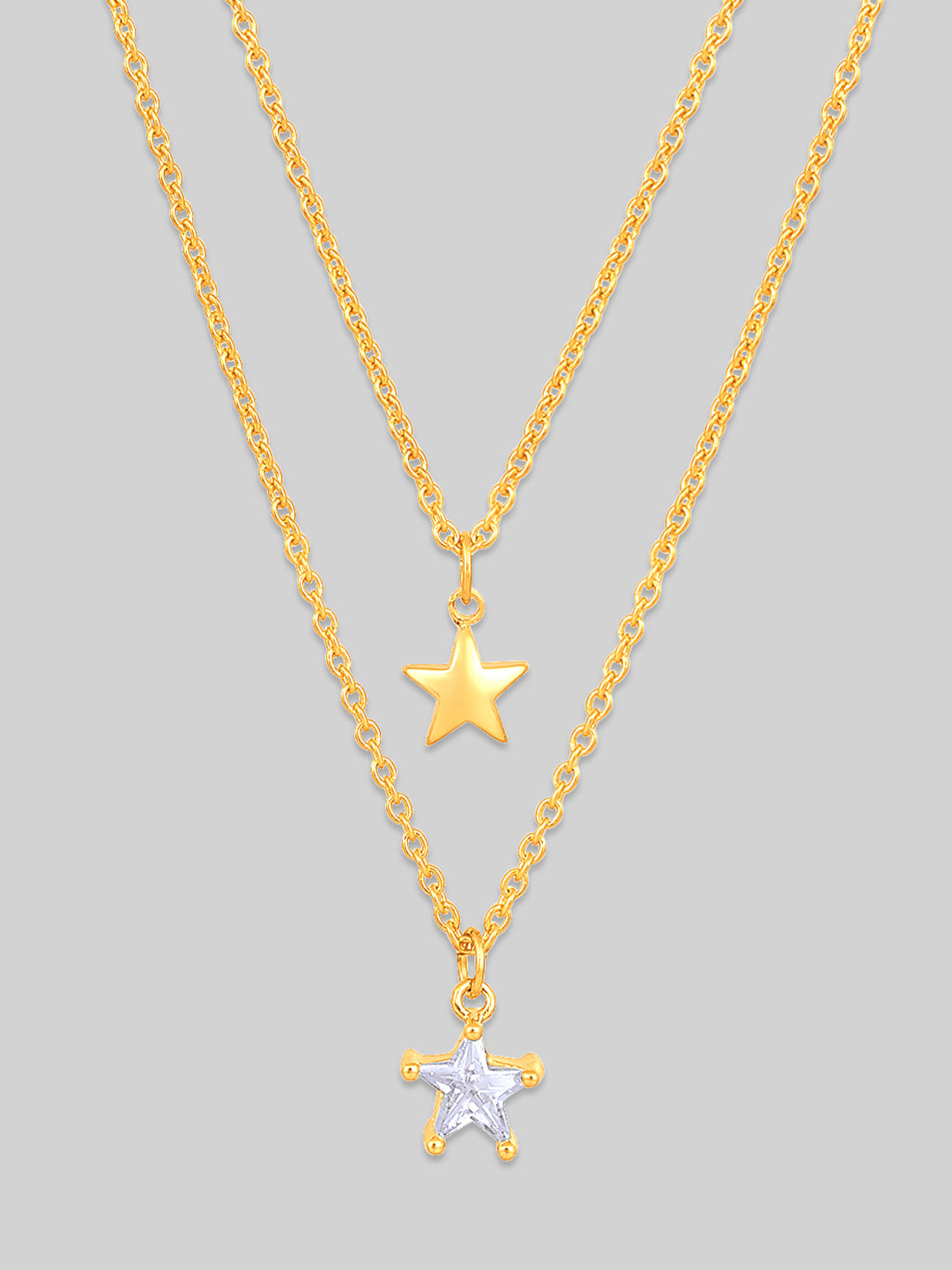 Gold Plated Brass Chain With Cubic Zirconia And Lobster Claw Clasp.