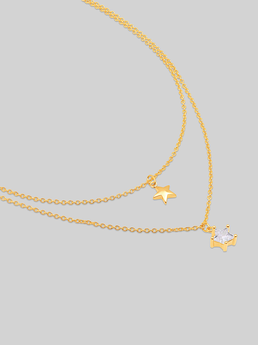 Gold Plated Brass Chain With Cubic Zirconia And Lobster Claw Clasp.