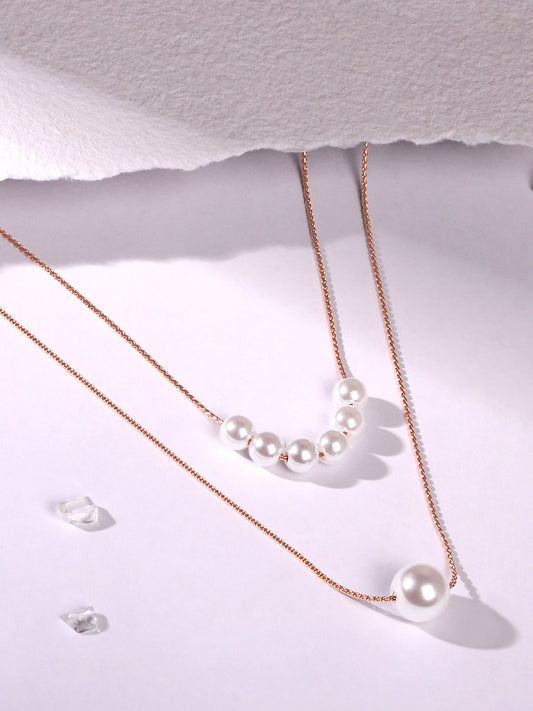 Rose Gold Pearl Chain With Lobster Claw Clasp.