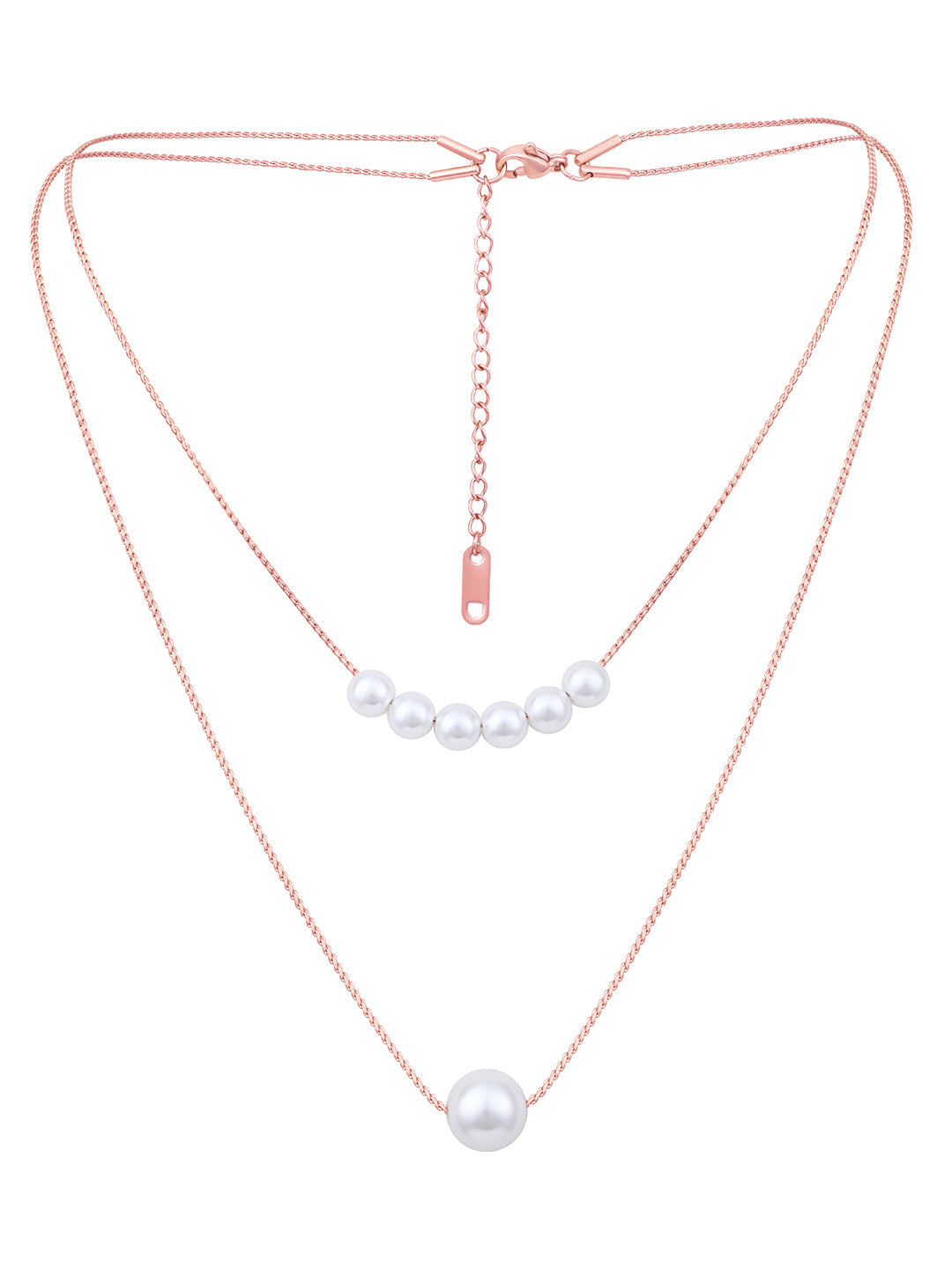 Rose Gold Pearl Chain With Lobster Claw Clasp.
