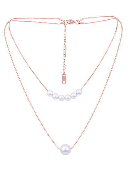 Rose Gold Pearl Chain With Lobster Claw Clasp.