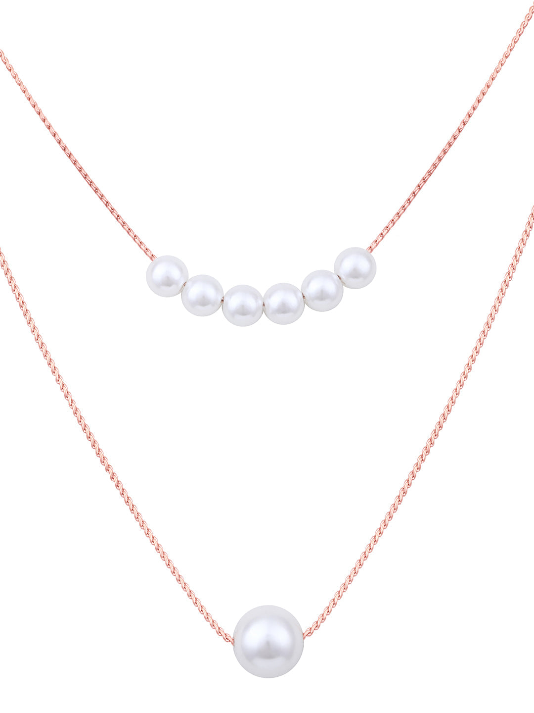 Rose Gold Pearl Chain With Lobster Claw Clasp.