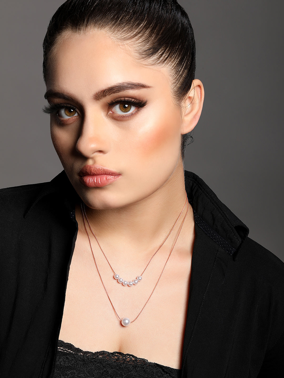 Rose Gold Pearl Chain With Lobster Claw Clasp.