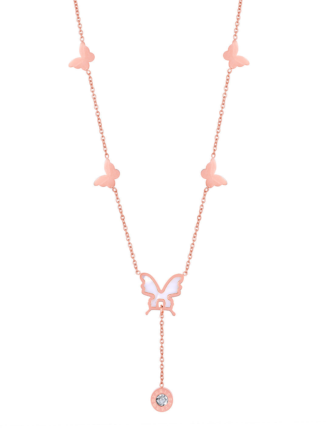 Rose Gold Cubic Zirconia Chain With Lobster Claw Clasp.