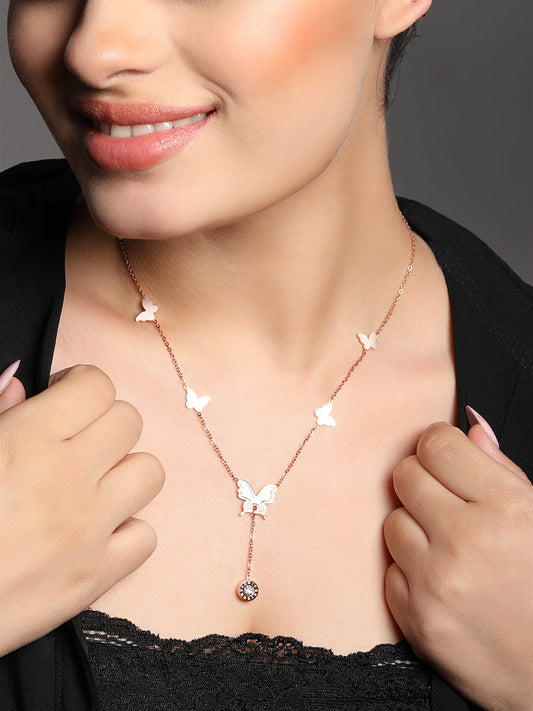 Rose Gold Cubic Zirconia Chain With Lobster Claw Clasp.