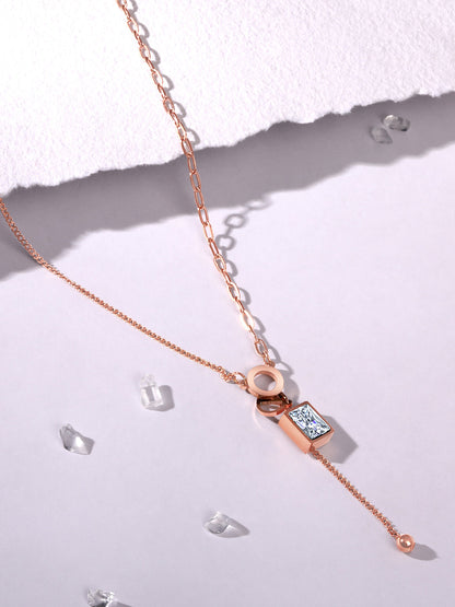 Rose Gold American Diamond Chain With Lobster Claw Clasp.