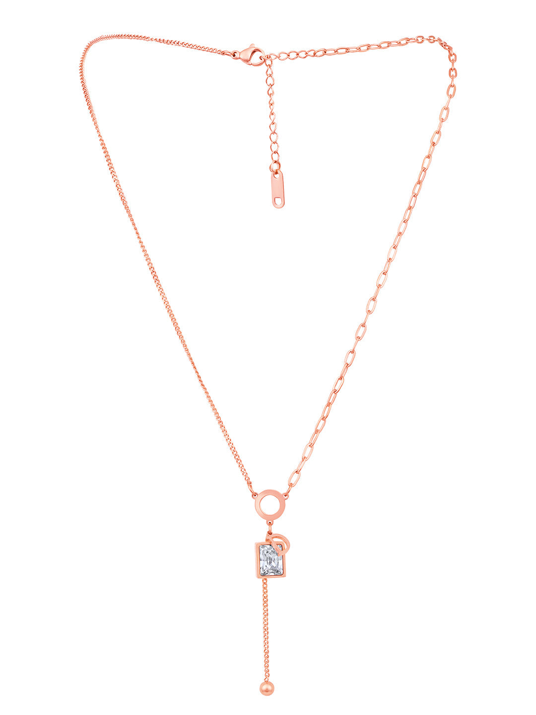 Rose Gold American Diamond Chain With Lobster Claw Clasp.