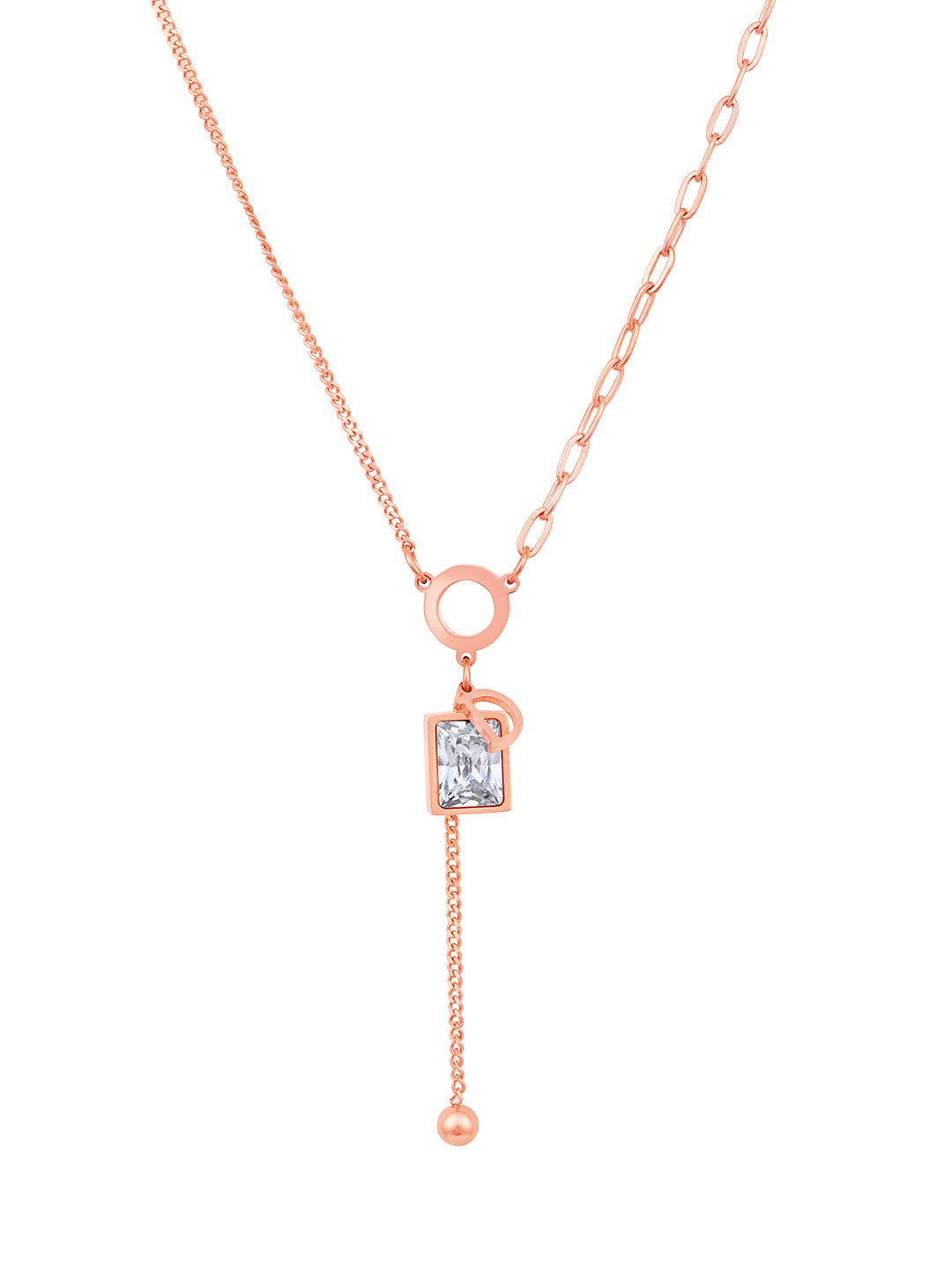 Rose Gold American Diamond Chain With Lobster Claw Clasp.