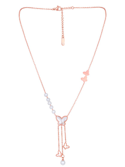 Rose Gold Pearl Chain With Lobster Claw Clasp.