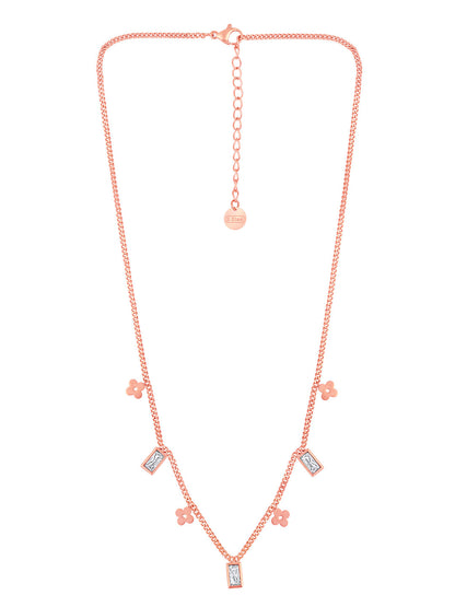 Rose Gold American Diamond Chain With Lobster Claw Clasp.