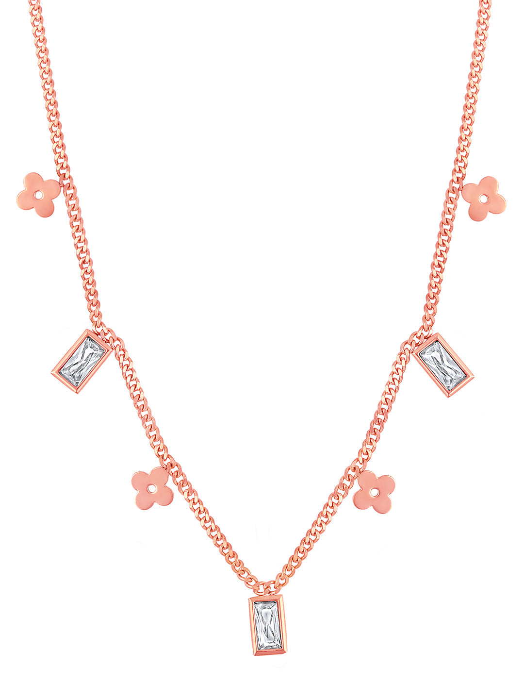 Rose Gold American Diamond Chain With Lobster Claw Clasp.