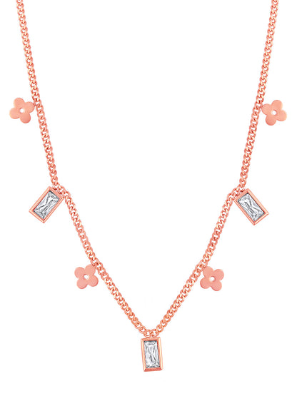 Rose Gold American Diamond Chain With Lobster Claw Clasp.