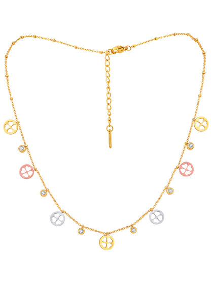 Gold Plated Brass Chain With American Diamond And Lobster Claw Clasp.