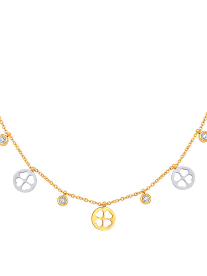 Gold Plated Brass Chain With American Diamond And Lobster Claw Clasp.