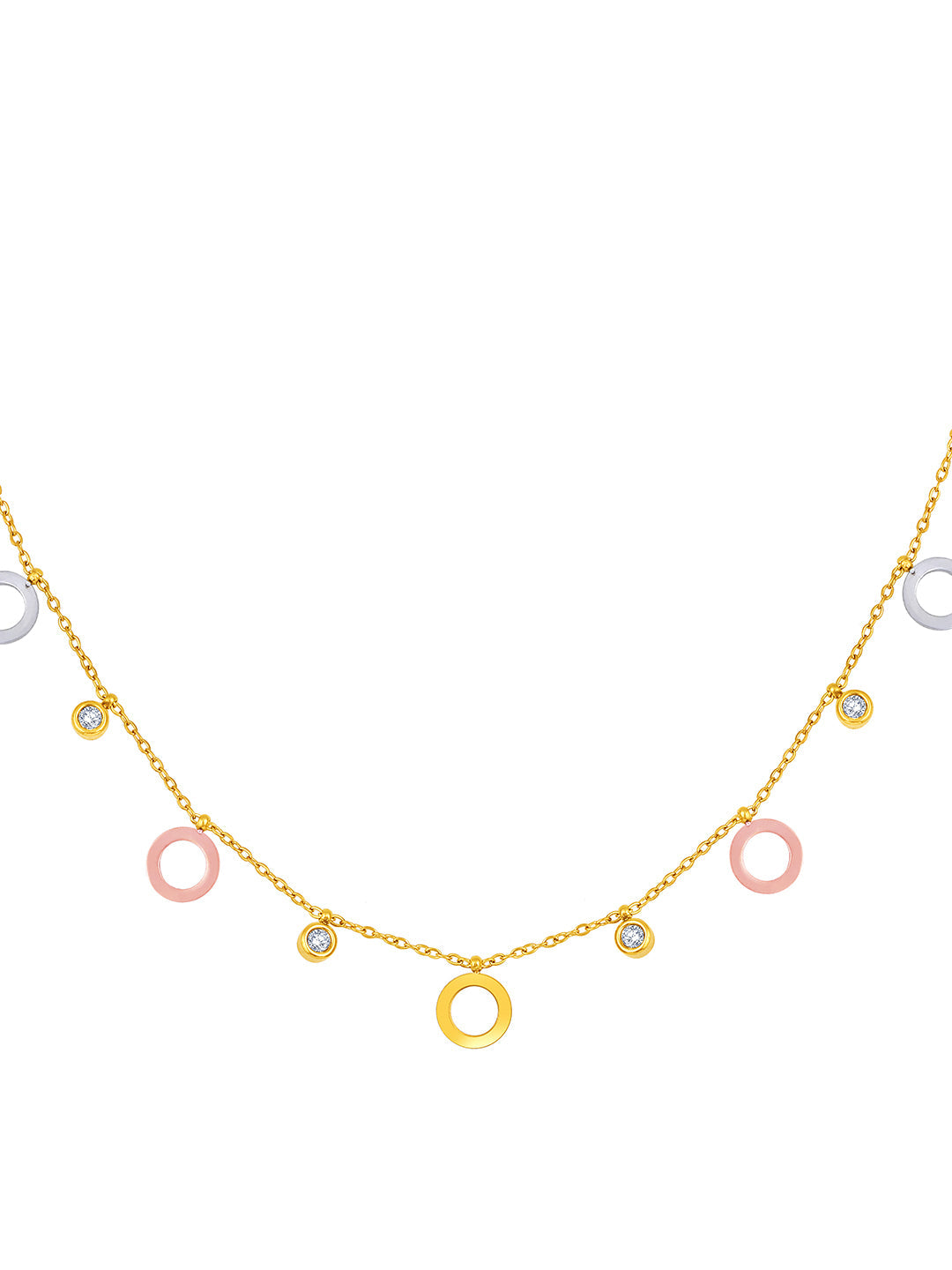 Gold Plated Brass Chain With American Diamond And Lobster Claw Clasp.