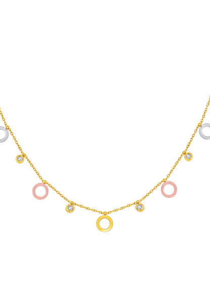 Gold Plated Brass Chain With American Diamond And Lobster Claw Clasp.