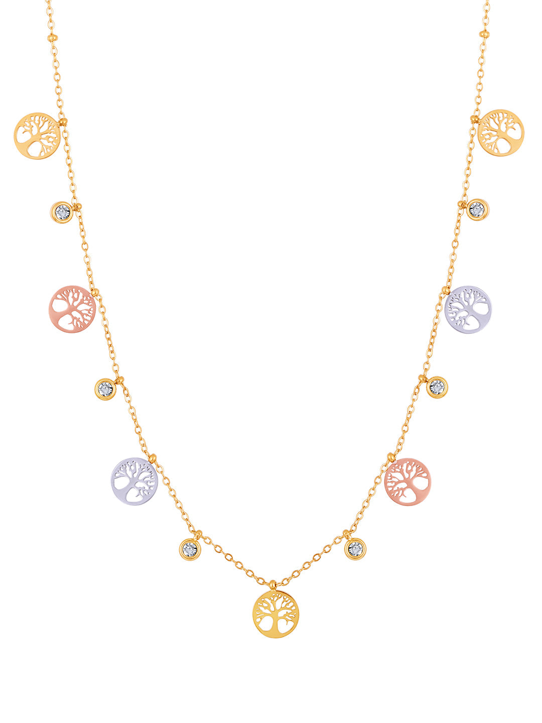 Gold Plated Brass Chain With American Diamond And Lobster Claw Clasp.