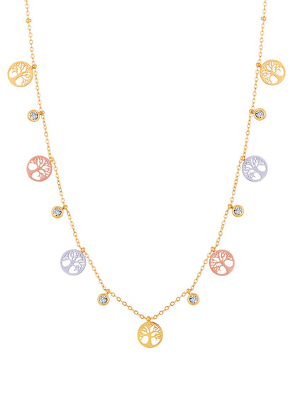 Gold Plated Brass Chain With American Diamond And Lobster Claw Clasp.