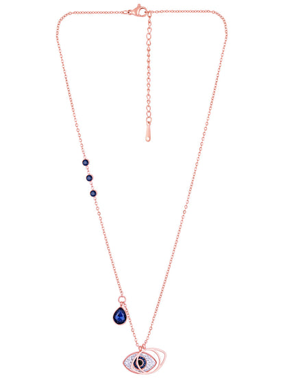 Rose Gold Cz American Diamond Chain With Lobster Claw Clasp.