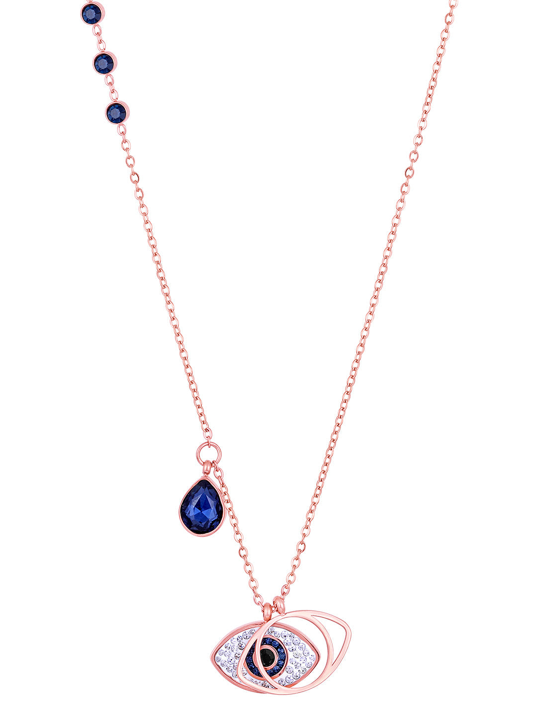 Rose Gold Cz American Diamond Chain With Lobster Claw Clasp.