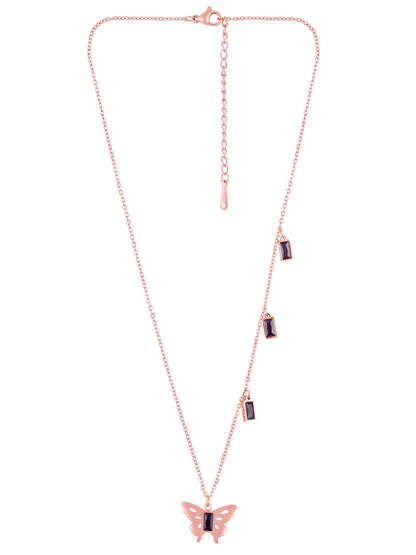 Rose Gold American Diamond Chain With Lobster Claw Clasp.