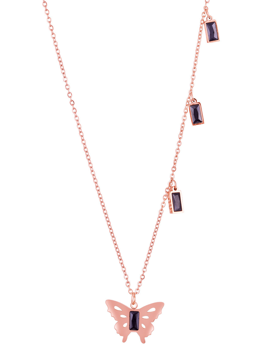Rose Gold American Diamond Chain With Lobster Claw Clasp.
