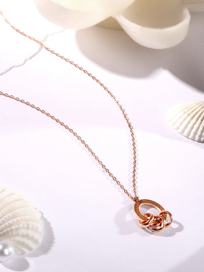 Rose Gold American Diamond Chain With Lobster Claw Clasp.
