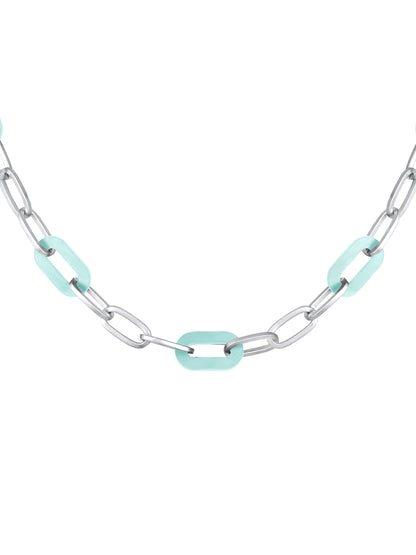 Unisex Rhodium Plated Link Necklace Chain