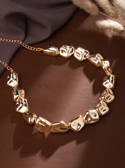 Rose Gold Plated Beaded Statement Choker Necklace Chain