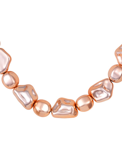 Rose Gold Plated Beaded Statement Choker Necklace Chain