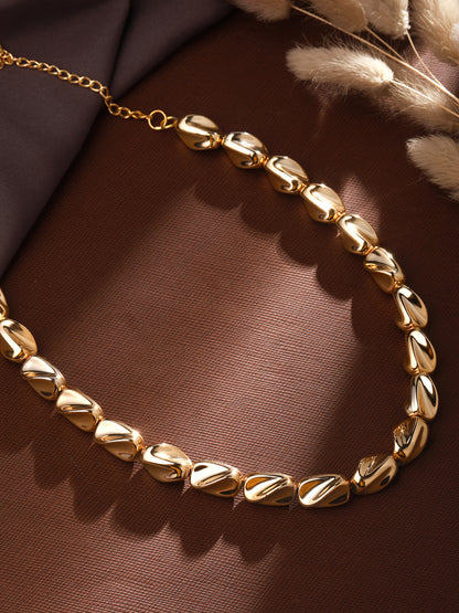 Rose Gold Plated Beaded Statement Choker Necklace Chain