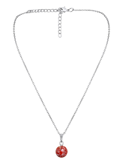 Contemporary Rhodium  Plated Pearl Charm Pendant With Chain For Women