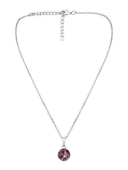 Contemporary Rhodium  Plated Pearl Charm Pendant With Chain For Women