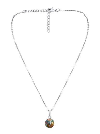 Contemporary Rhodium  Plated Pearl Charm Pendant With Chain For Women