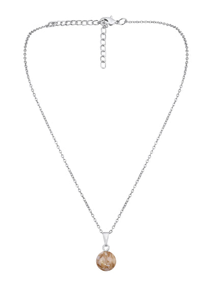 Contemporary Rhodium  Plated Pearl Charm Pendant With Chain For Women
