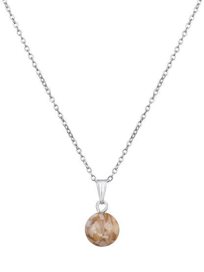 Contemporary Rhodium  Plated Pearl Charm Pendant With Chain For Women