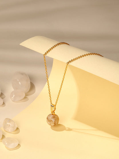 Contemporary Gold-Plated Pearl Charm Pendant With Chain For Women