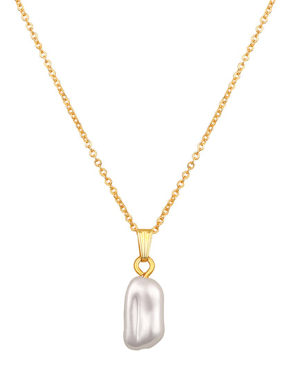 Contemporary Gold-Plated Pearl Charm Pendant With Chain For Women