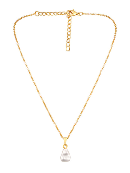 Contemporary Gold-Plated Pearl Charm Pendant With Chain For Women