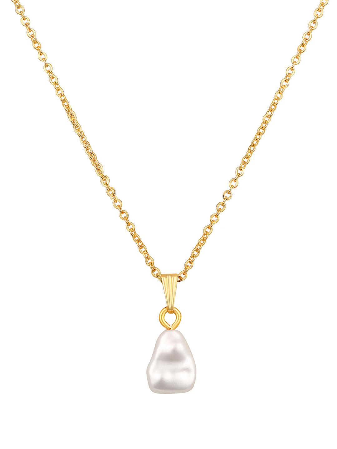 Contemporary Gold-Plated Pearl Charm Pendant With Chain For Women
