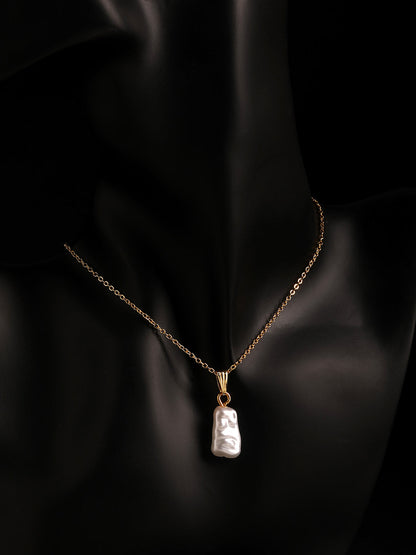 Gold-Plated Pearl Pendant With Chain For Women
