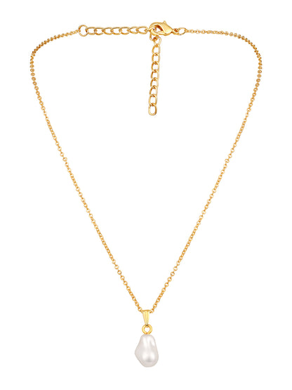 Gold-plated pearl charm pendant with chain for women – minimalist fashion necklace

